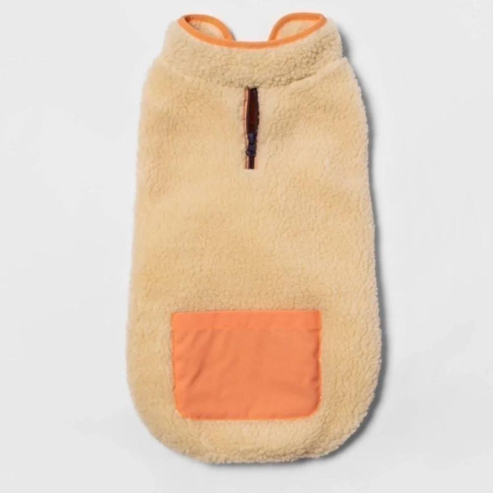 Boots Barkley Beige Orange Fuzzy XS Sherpa Pullover Vest Pocket XSmall to 10 lbs